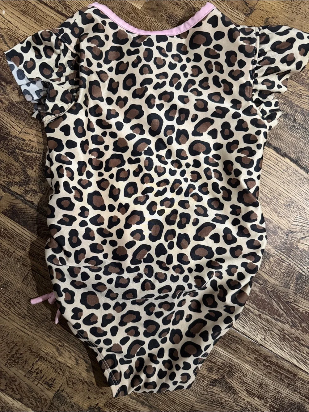 Cat and Jack 4T Leopard Print One-Piece Swimsuit with Pink Trim